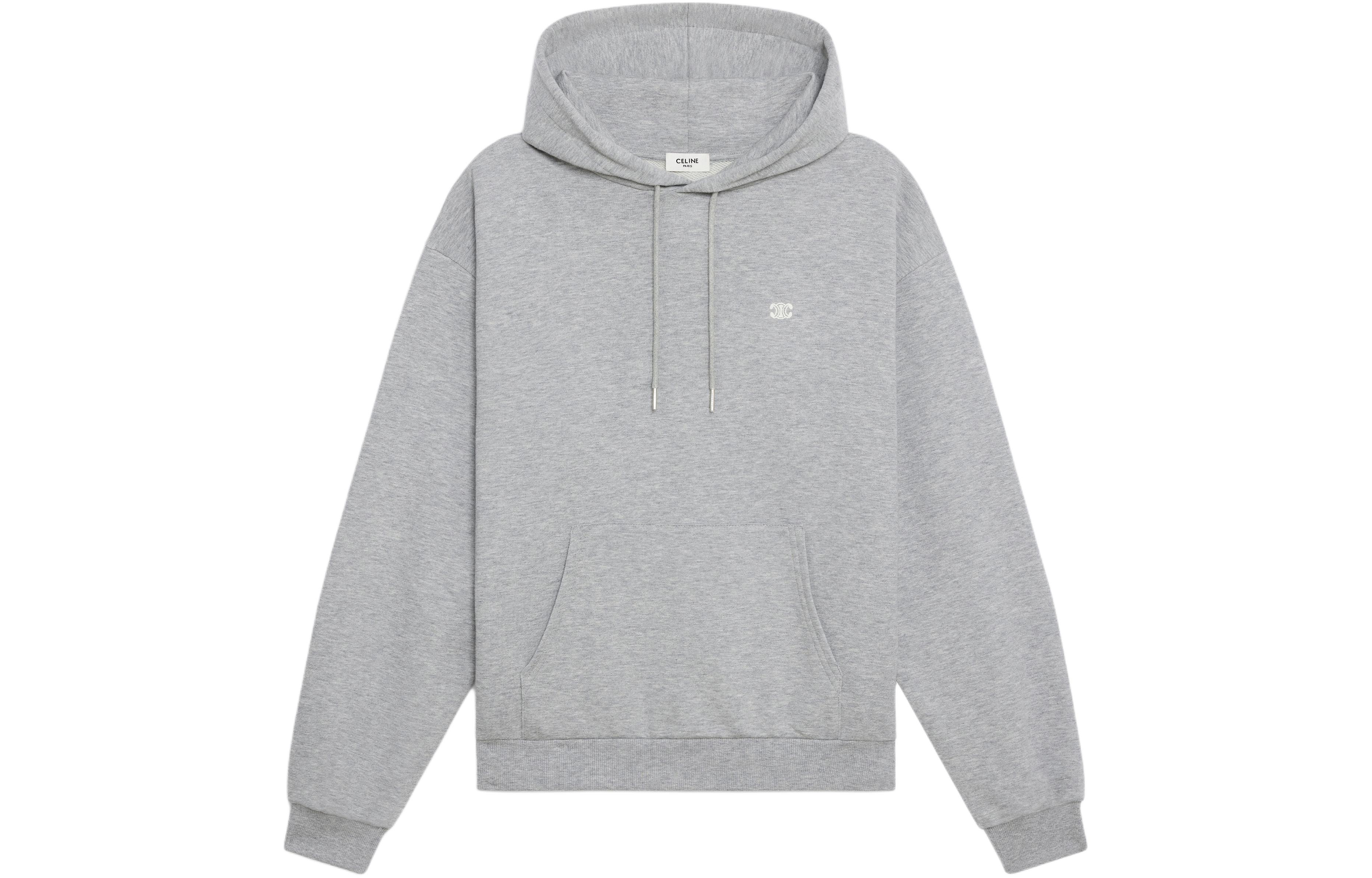 CELINE Solid Color Drawstring Hoodie  Long Sleeve Pullover - Grey 2Y377450I-09OW
