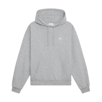 CELINE Solid Color Drawstring Hoodie Long Sleeve Pullover - Grey 2Y377450I-09OW