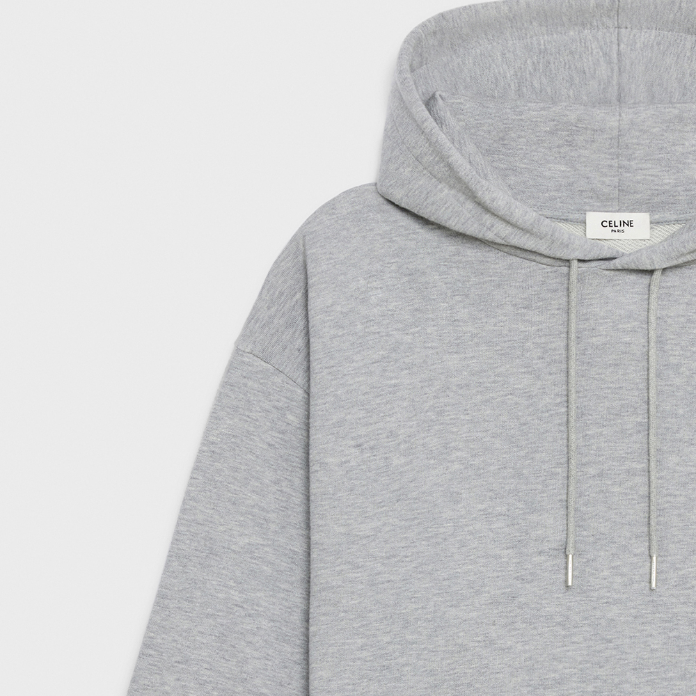 CELINE Solid Color Drawstring Hoodie  Long Sleeve Pullover - Grey 2Y377450I-09OW 圖 4