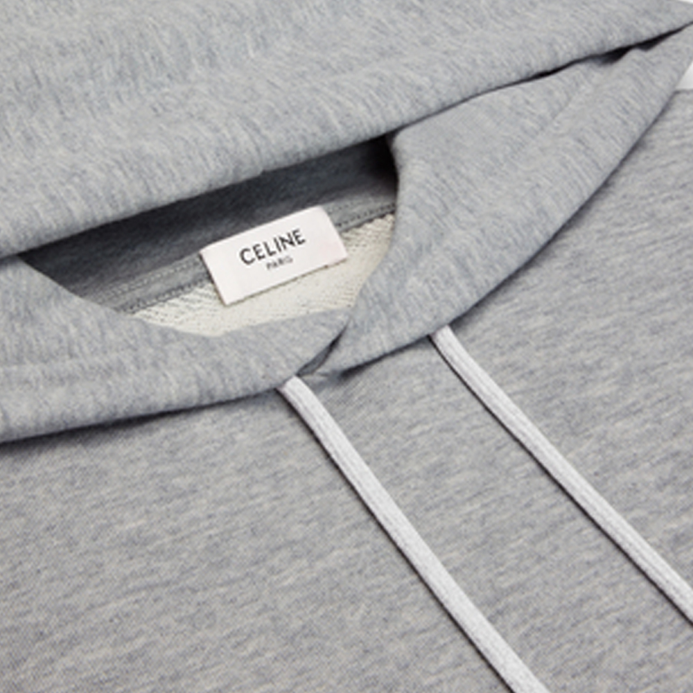 CELINE Solid Color Drawstring Hoodie  Long Sleeve Pullover - Grey 2Y377450I-09OW 圖 6