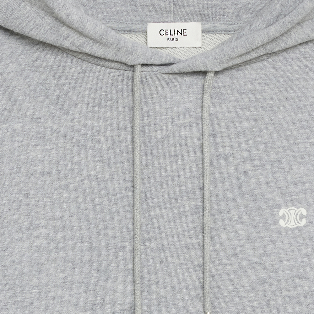 CELINE Solid Color Drawstring Hoodie  Long Sleeve Pullover - Grey 2Y377450I-09OW 圖 7