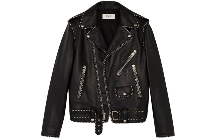 Celine SS21 Black Calfskin Trim Versatile Biker Jacket for Men 2E349599E-38NO