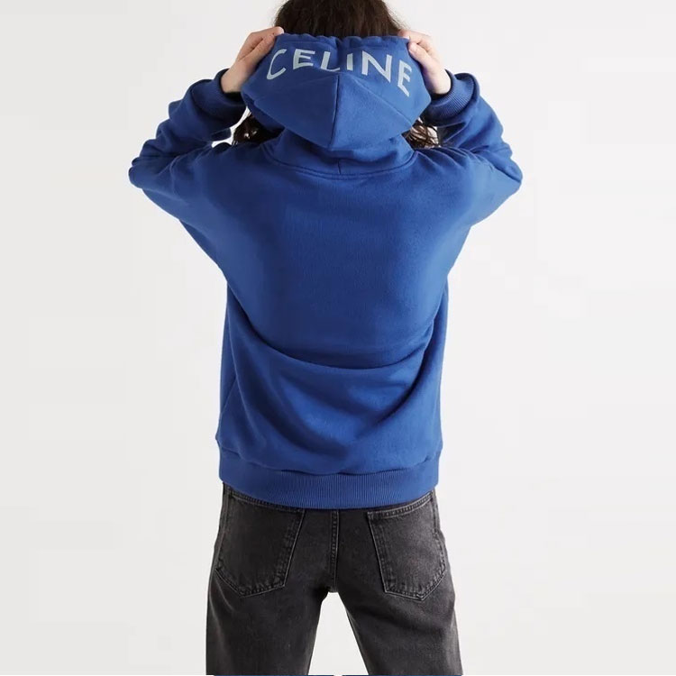 Purchase CELINE SS21 Sudadera Fleece Azul con Logo Estampado. 2Y499052H-07KW
