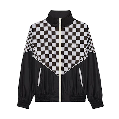Celine SS21 Logo Pattern Check Patchwork Loose Jacket Men Black 2W420495M-38NO