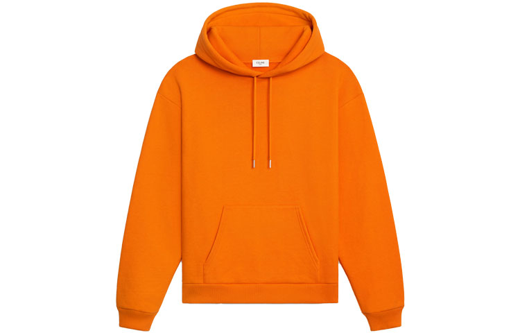 CELINE SS21 Logo Print Fleece Pullover Oversized Hoodie Orange (). 2Y499052H-20BN