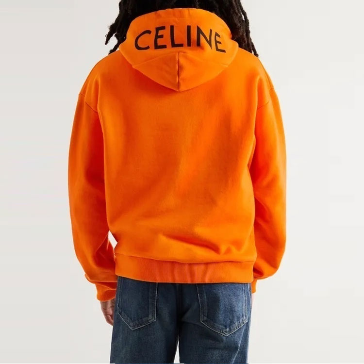 CELINE SS21 Logo Print Fleece Pullover Oversized Hoodie Orange (). 2Y499052H-20BN 圖 5