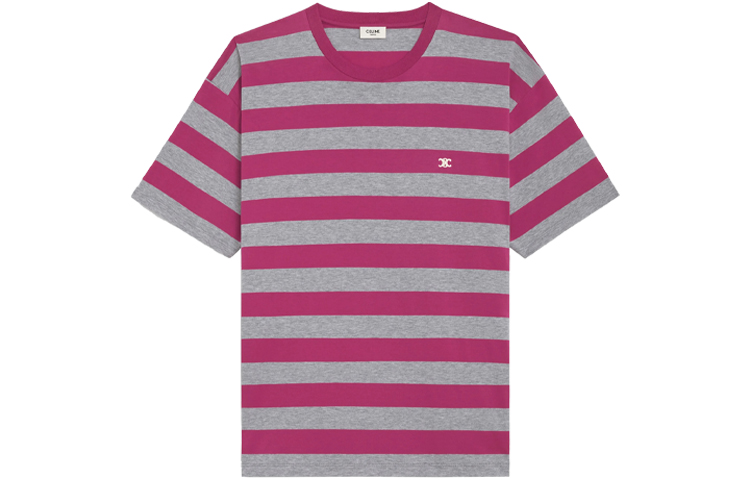 Order CELINE SS21 Kaos Pria Pink Striped Loose Fit Crew Neck. 2X651795M-25GR
