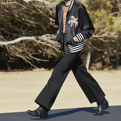CELINE SS22 90s Satin Palm Tree Varsity Jacket Black 2V57H851C-38NO Shop CELINE SS22 90s Satin Palm Tree Varsity Jacket Black 2V57H851C-38NO