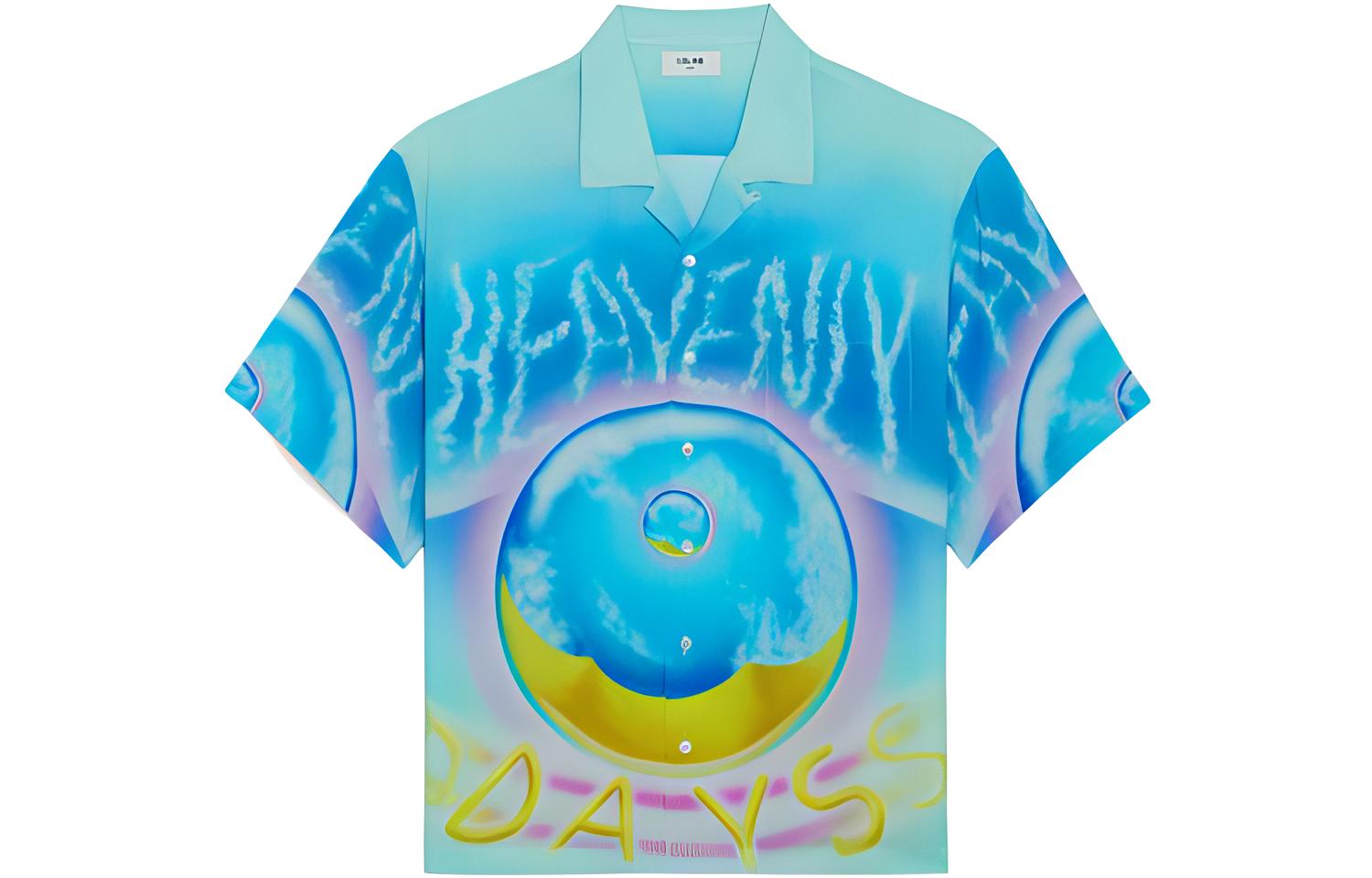 CELINE SS22  Abstract Print Hawaiian Short Sleeve Shirt Blue 2C517357Q-14MC