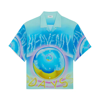 CELINE SS22 Abstract Print Hawaiian Short Sleeve Shirt Blue 2C517357Q-14MC