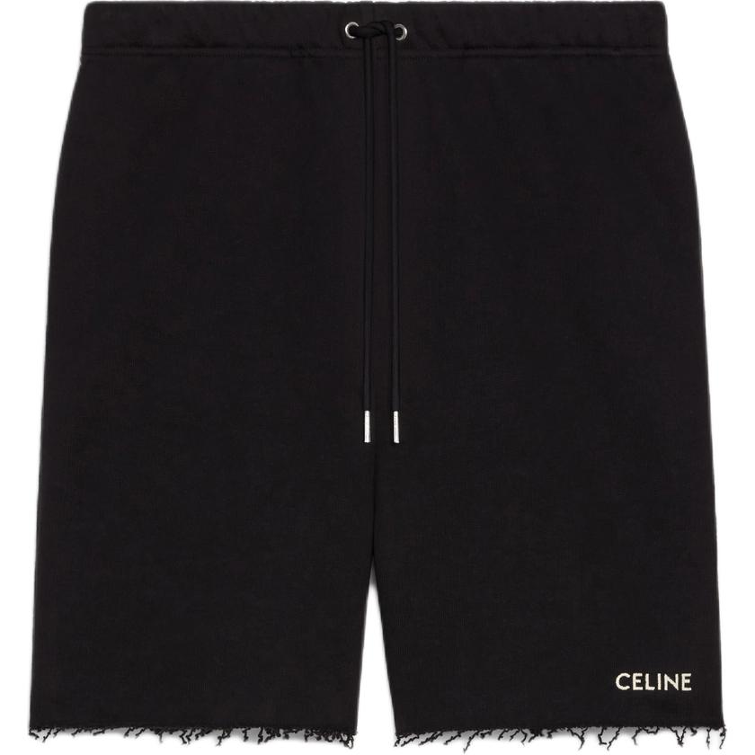 CELINE SS22  Black Drawstring Embroidered Letter Casual Shorts. 2Z063670Q-38AW