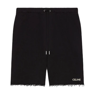 CELINE SS22 Black Drawstring Embroidered Letter Casual Shorts. 2Z063670Q-38AW