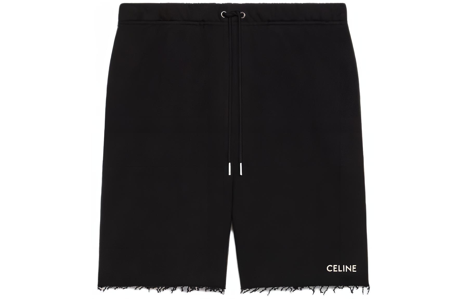 Order CELINE SS22  Black Drawstring Embroidered Letter Casual Shorts. 2Z063670Q-38AW