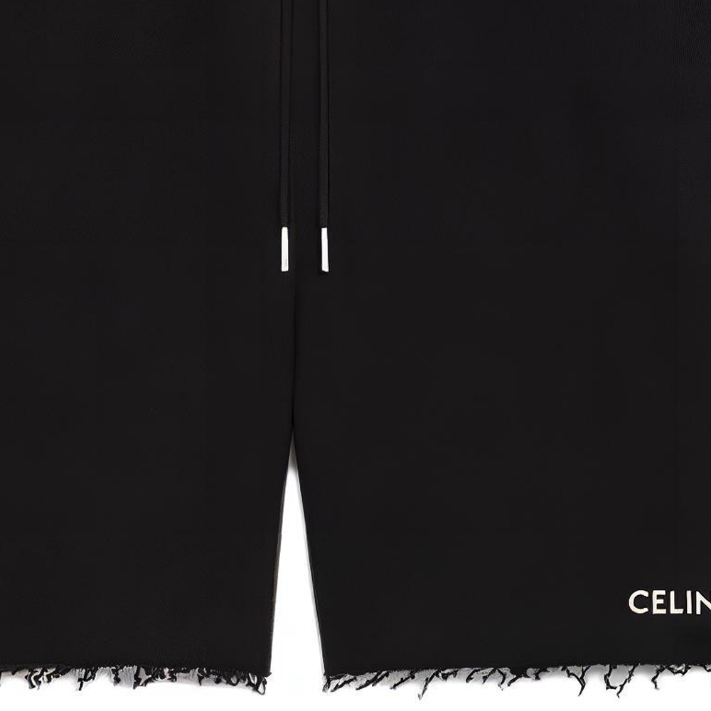 Shop CELINE SS22  Black Drawstring Embroidered Letter Casual Shorts. 2Z063670Q-38AW