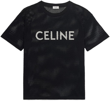 CELINE SS22 Kaos Hitam Crewneck Lengan Pendek dengan Cetak Huruf 2X62A950P-38AW Buy CELINE SS22 Kaos Hitam Crewneck Lengan Pendek dengan Cetak Huruf 2X62A950P-38AW