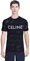 CELINE SS22 Kaos Hitam Crewneck Lengan Pendek dengan Cetak Huruf 2X62A950P-38AW Shop CELINE SS22 Kaos Hitam Crewneck Lengan Pendek dengan Cetak Huruf 2X62A950P-38AW