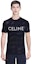 Shop CELINE SS22 Kaos Hitam Crewneck Lengan Pendek dengan Cetak Huruf 2X62A950P-38AW
