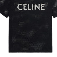 CELINE SS22 Kaos Hitam Crewneck Lengan Pendek dengan Cetak Huruf 2X62A950P-38AW Sizing CELINE SS22 Kaos Hitam Crewneck Lengan Pendek dengan Cetak Huruf 2X62A950P-38AW