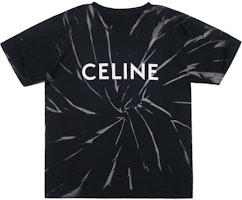 CELINE SS22 Kaos Crewneck Hitam Tie-Dye Logo Print 2X820643O-38AW Order CELINE SS22 Kaos Crewneck Hitam Tie-Dye Logo Print 2X820643O-38AW
