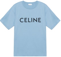 CELINE SS22 Blue Cotton Slim-Fit Logo Knit Short Sleeve T-Shirt 2X681671Q-05WL CELINE SS22 Blue Cotton Slim-Fit Logo Knit Short Sleeve T-Shirt 2X681671Q-05WL
