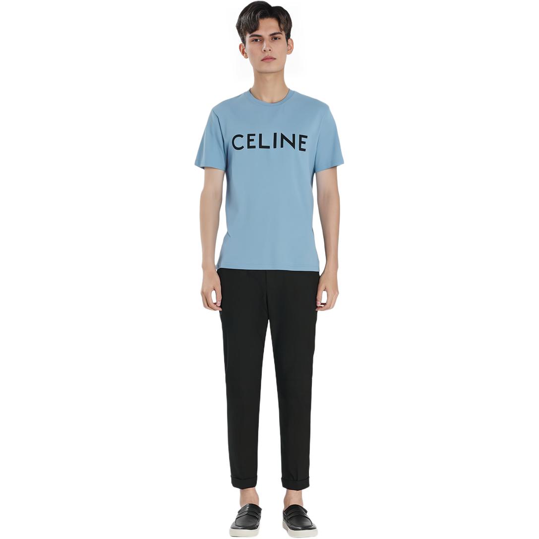 Details for CELINE SS22 蓝色修身棉质短袖标志针织T恤 2X681671Q-05WL