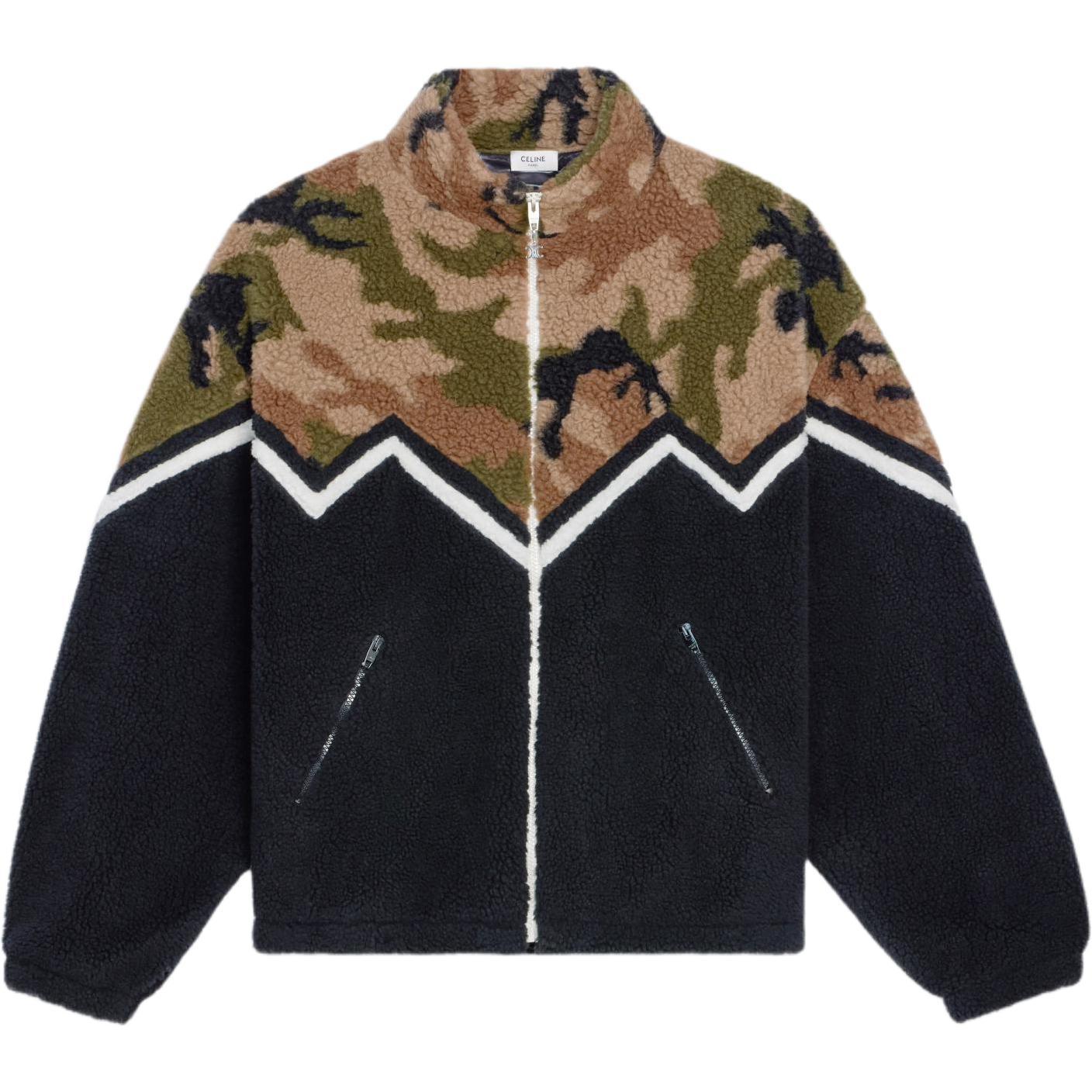 CELINE SS22  Camouflage Fleece Zip-Up Jacket Sweatshirt - Multicolor. 2Y579893L-18MM