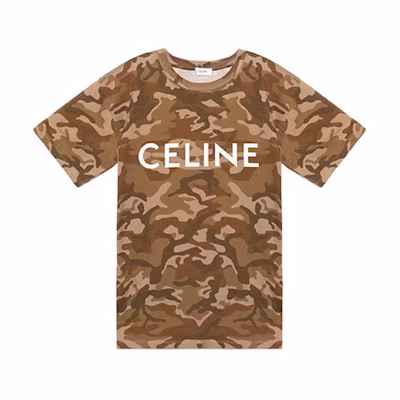 CELINE SS22 Camouflage Logo Loose Fit T-Shirt - Camo Color. 2X681246Q-08CW