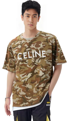 CELINE SS22 Camouflage Logo Loose Fit T-Shirt - Camo Color. 2X681246Q-08CW Cheap CELINE SS22 Camouflage Logo Loose Fit T-Shirt - Camo Color. 2X681246Q-08CW