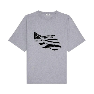 CELINE SS22 Grey Flag Print Oversized Crewneck T-Shirt 2X86B671Q09GB