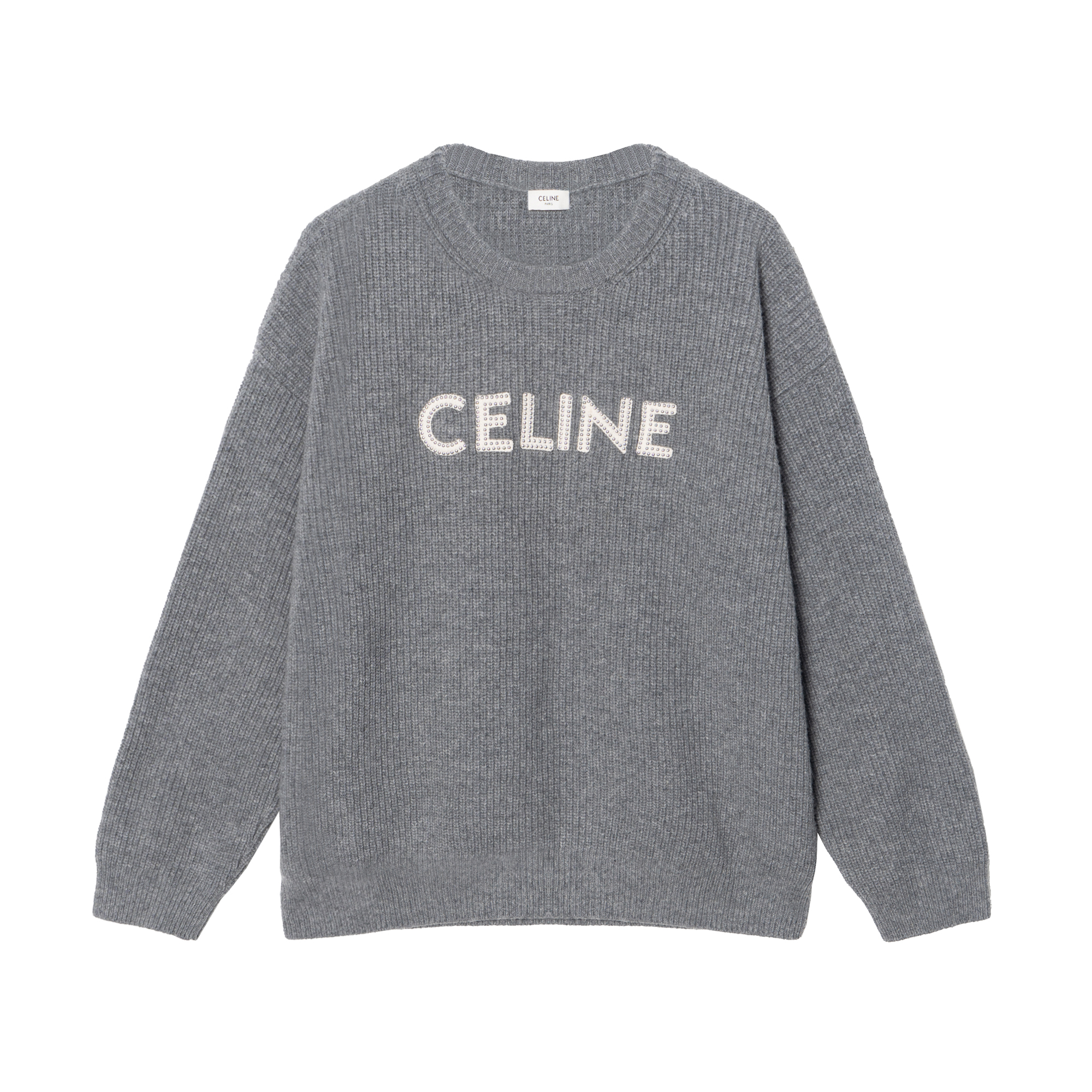 CELINE SS22  Grey Pullover Sweater with Logo. 2A11X667Q-09GM