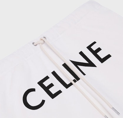 CELINE SS22 白色拼接Logo印花抽繩短褲 2Z156670Q-01OB Sizing CELINE SS22 白色拼接Logo印花抽繩短褲 2Z156670Q-01OB