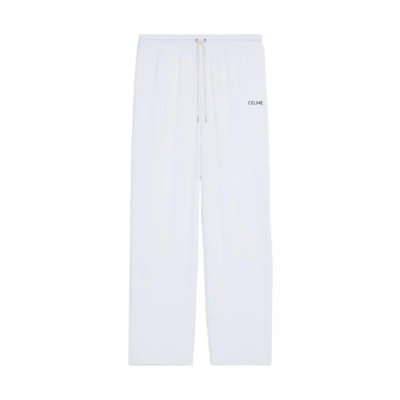 CELINE SS22 White Knit Jogger Pants - Straight Cut Sportswear. 2Z198121O-01BC