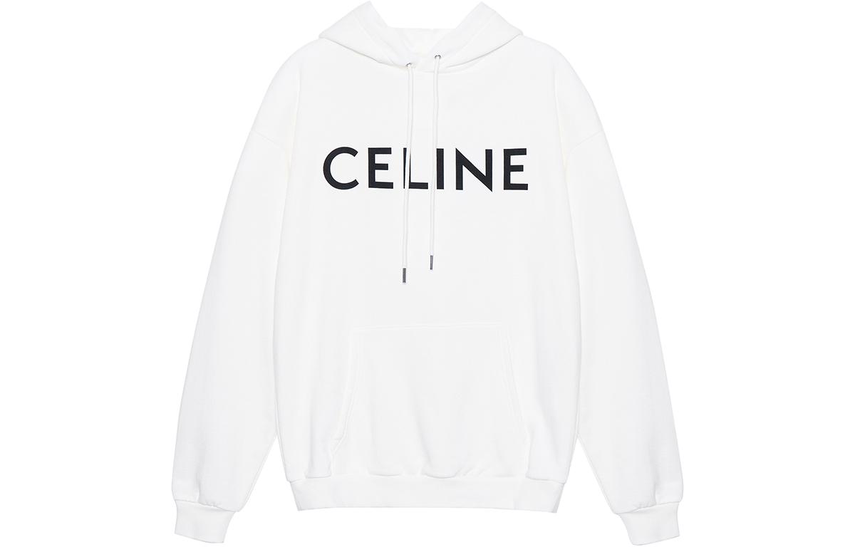 CELINE SS22  White Logo Print Long Sleeve Hoodie 2Y321670Q-01OB 圖 2