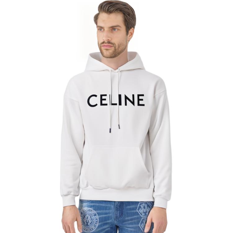 CELINE SS22  White Logo Print Long Sleeve Hoodie 2Y321670Q-01OB 圖 4