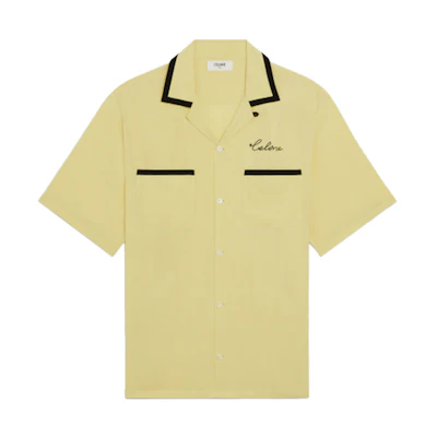 CELINE SS22 Yellow Logo Pattern Loose Fit Short Sleeve Shirt. 2C516852C-11JA