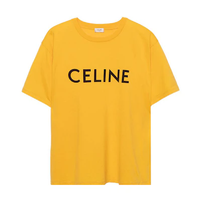 CELINE SS22 Yellow Loose Fit Logo Print Crewneck T-Shirt. 2X681671Q-11MD