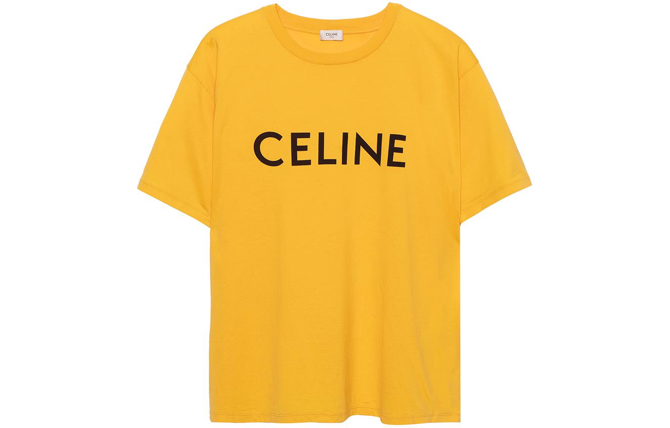 Order CELINE SS22 黃色寬鬆版印花品牌圓領T恤。 2X681671Q-11MD