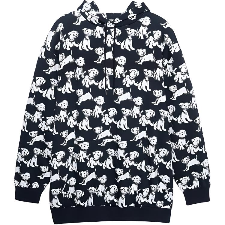 CELINE SS22 Animal Print Oversized Hoodie Black 2Y641427Q-38AW