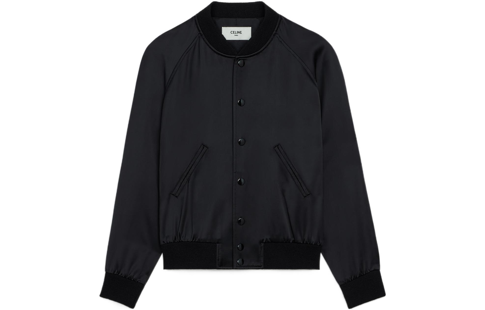 Celine SS22 Black Long Sleeve Jacket with Logo Embroidery & Beaded Details 2V37H851C-38NO