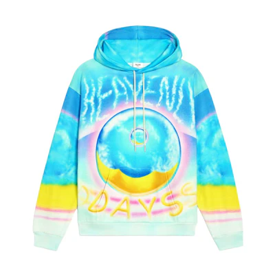 Celine SS22 Blue Logo Print Loose Fit Hoodie 2Y698468Q-14ML