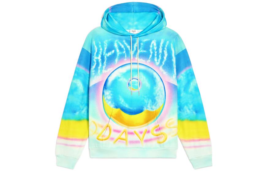 Order Celine SS22 藍色Logo印花寬鬆連帽上衣 2Y698468Q-14ML