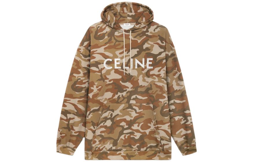 Celine SS22 Camouflage Logo Cotton Hoodie Camo Pullover 2Y676247Q-08CW