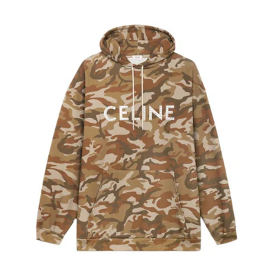Celine SS22 Camouflage Logo Cotton Hoodie Camo Pullover 2Y676247Q-08CW