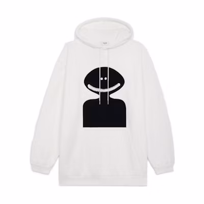 Celine SS22 Cartoon Graphic Print Cotton Hoodie White Long Sleeve Pullover 2Y643670Q-01OB