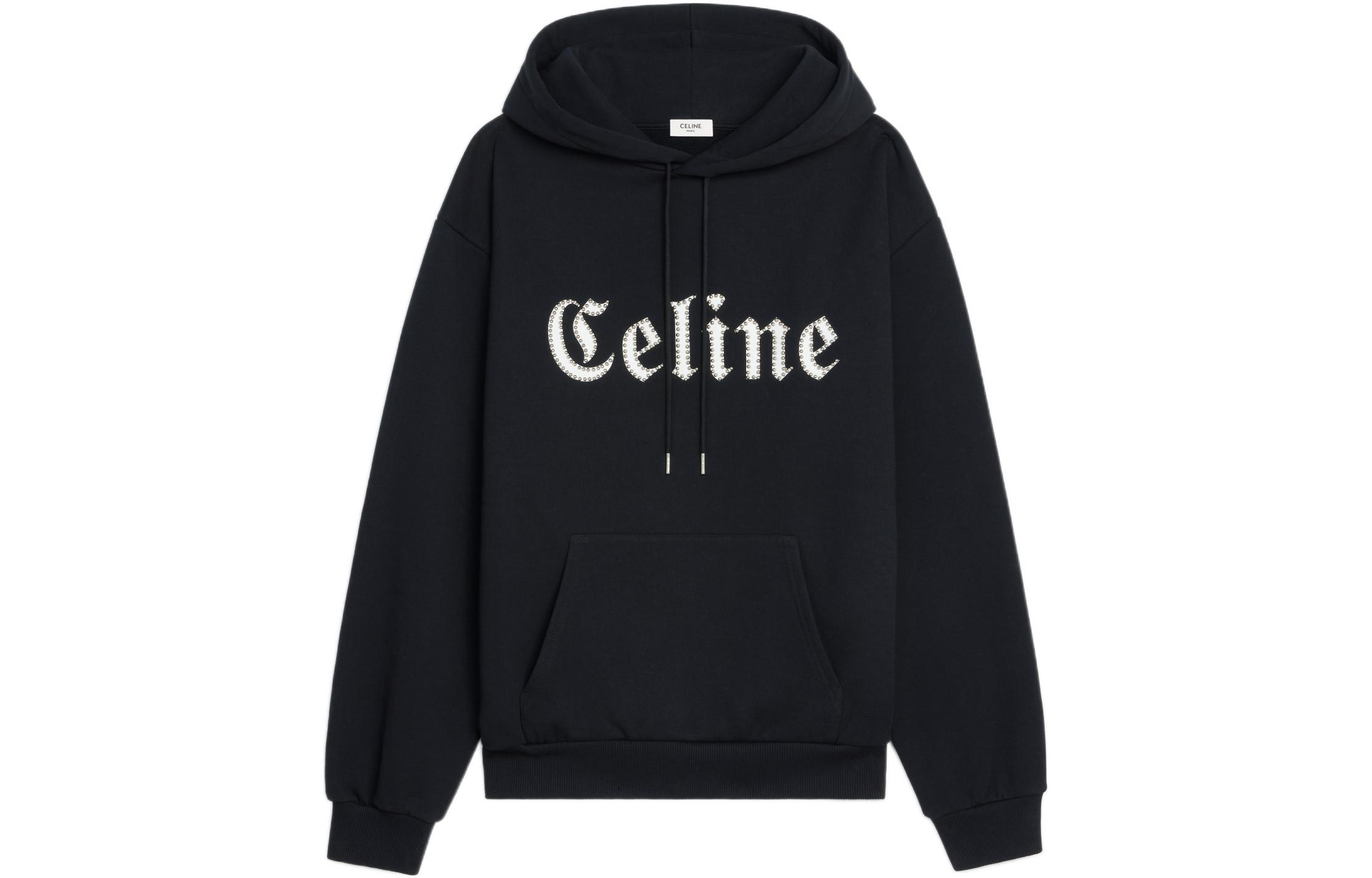 CELINE SS22 Cosmic Cruiser Limited Black Fleece Logo Sweatshirt for Men. 2Y700670Q-38AW