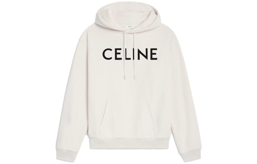 CELINE SS22 Letter Print Oversized Hoodie Cream  Long Sleeve Sweater 2Y321670Q-01CB