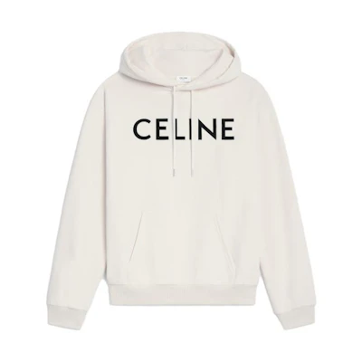 CELINE SS22 Letter Print Oversized Hoodie Cream Long Sleeve Sweater 2Y321670Q-01CB