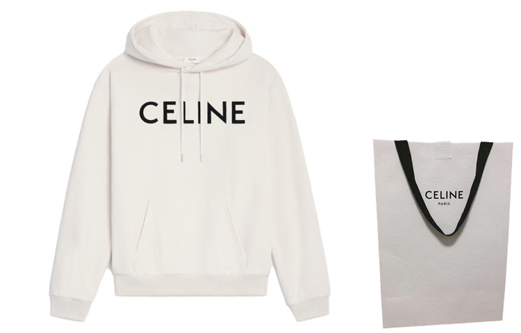 CELINE SS22 Letter Print Oversized Hoodie Cream  Long Sleeve Sweater 2Y321670Q-01CB 圖 4