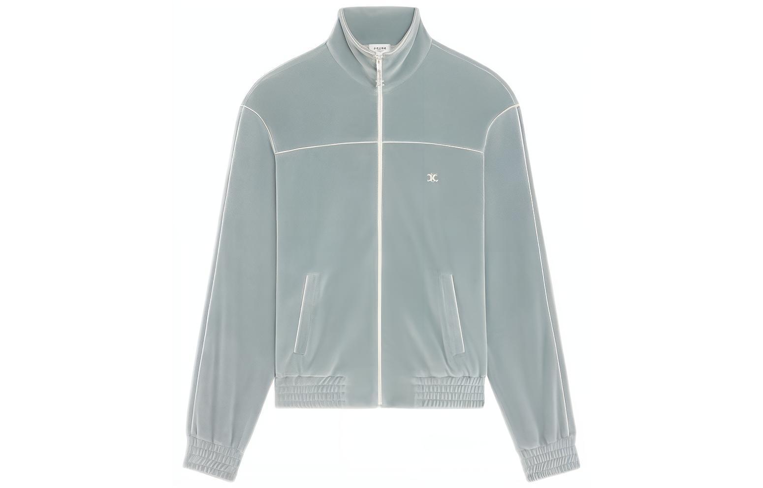 Celine SS22 Logo Embroidered Striped Track Jacket Navy Blue Menswear 2Y168679I-09GL