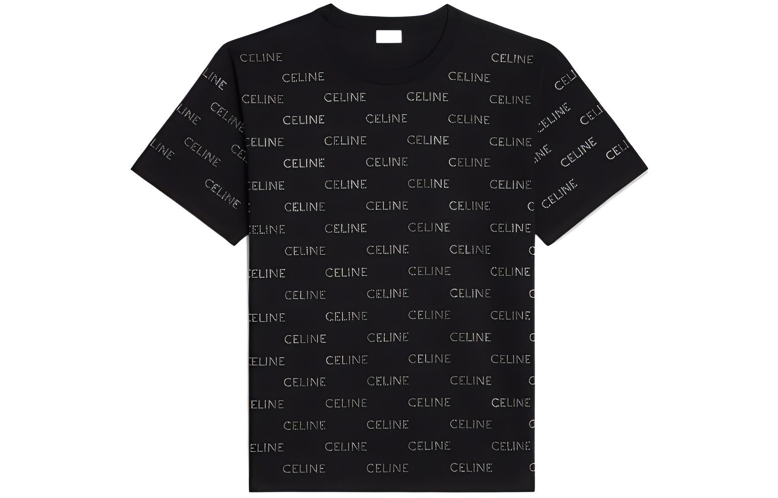 CELINE SS22 Logo Print Crewneck Short Sleeve T-Shirt Black 2X61C671Q-38NS